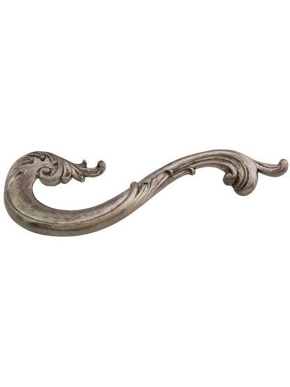 French Court Left-Hand Drawer Pull - 5 inch Center-to-Center in Monticello Silver.